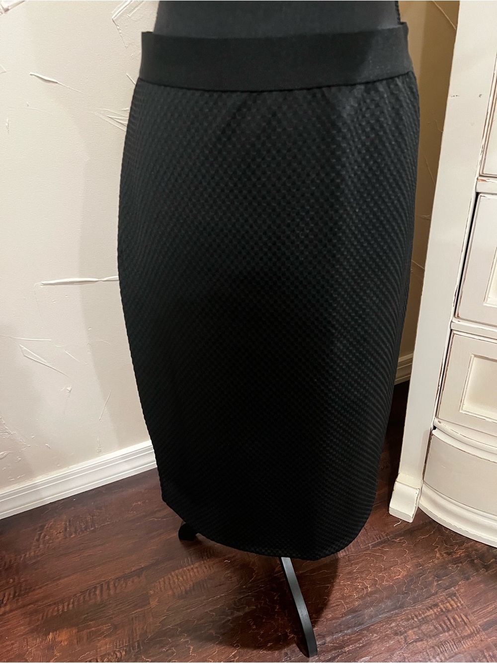 Alfani Black Textured Pencil Skirt